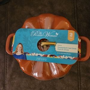2023 Pioneer Woman 2 qt Enameled Cast Iron Orange Pumpkin Dutch Oven